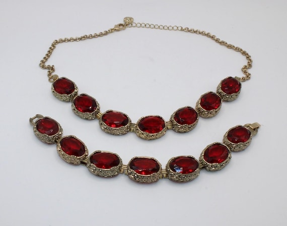 Vintage Monet Statement Ruby Red Collet Necklace … - image 13