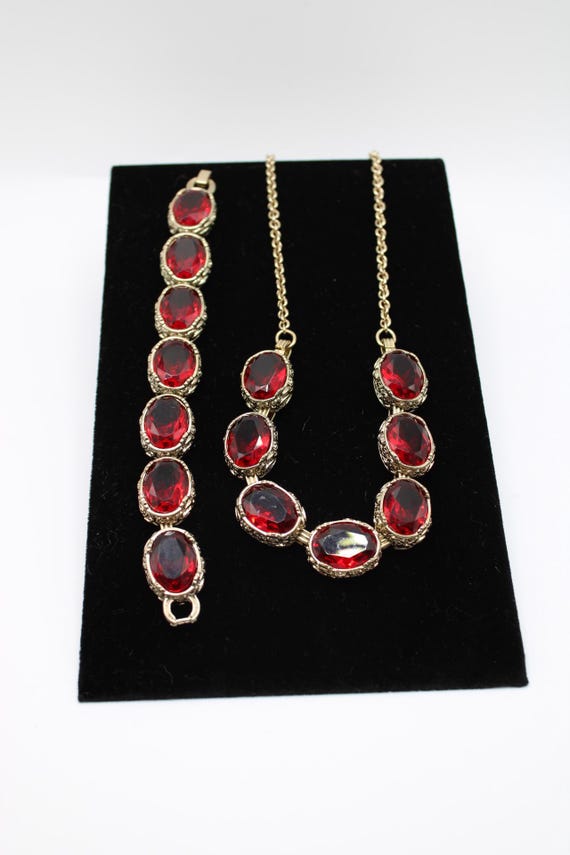 Vintage Monet Statement Ruby Red Collet Necklace … - image 9