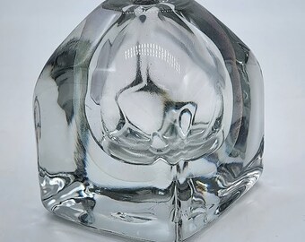 Robert Eickholt Signed 1991 Iridized Hand Blown Art Glass Paperweight/Oil Lamp/Perfume Bottle