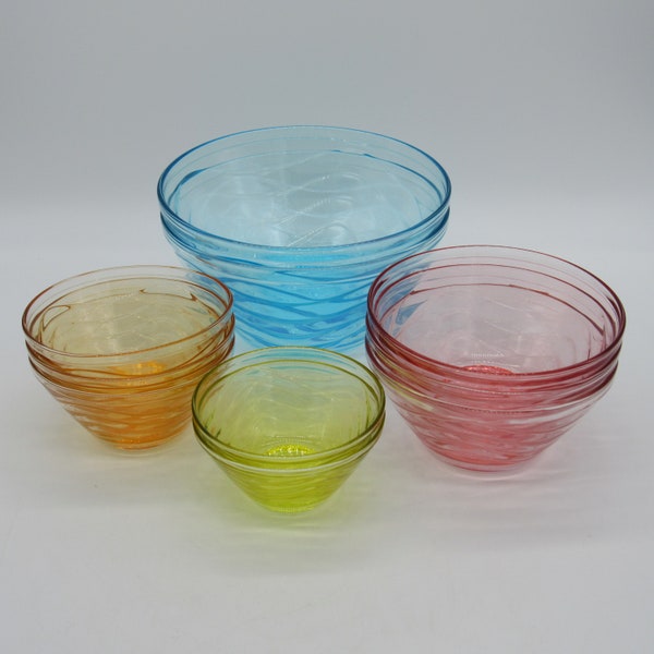 Colorful Rippled Beehive Patterned Nesting Glass Bowls