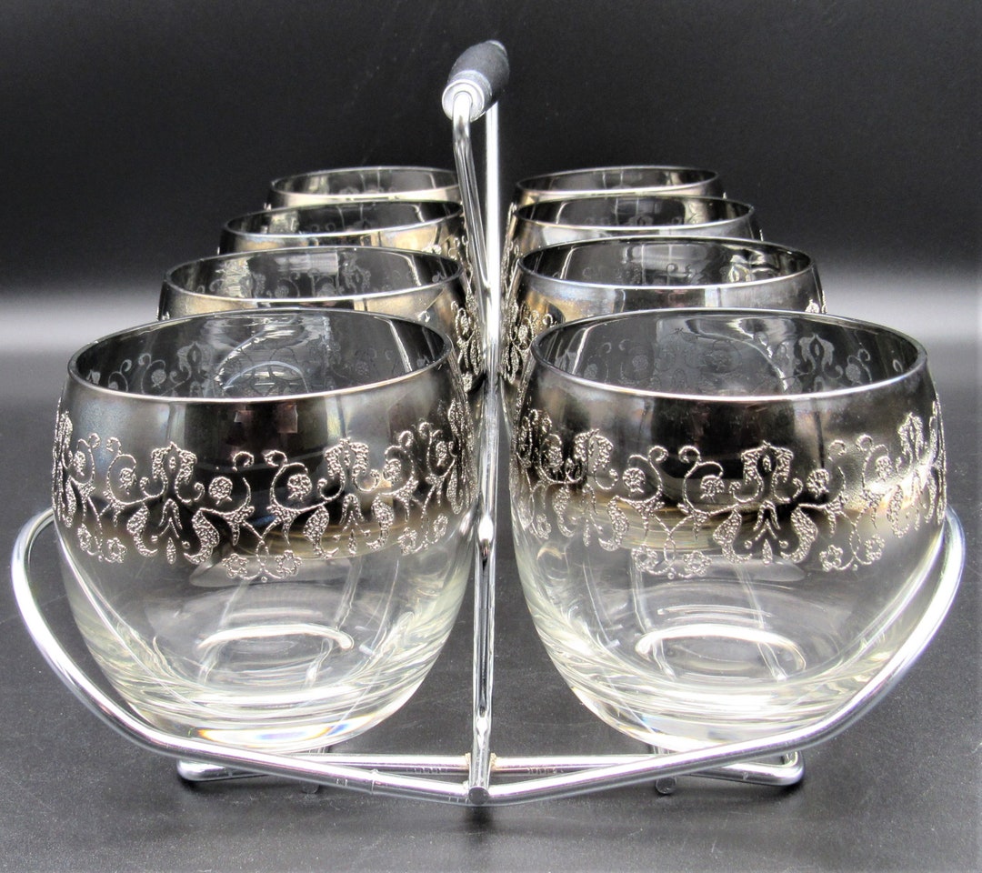 MCM Bar Glassware Set Vintage Vitreon Queens Lusterware Roly Etsy