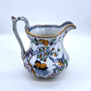 Antike Mason&#39;s Flying Bird Patent Ironstone Transferware & Handgemalter Krug 1820-1830