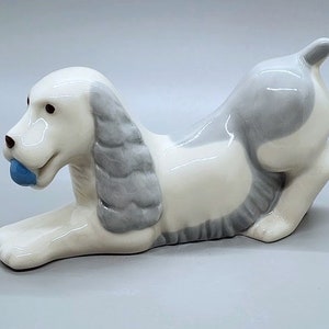 Wade Whimsies 50 Years of Whimsie Large Spaniel Dog with Blue Ball Figurine