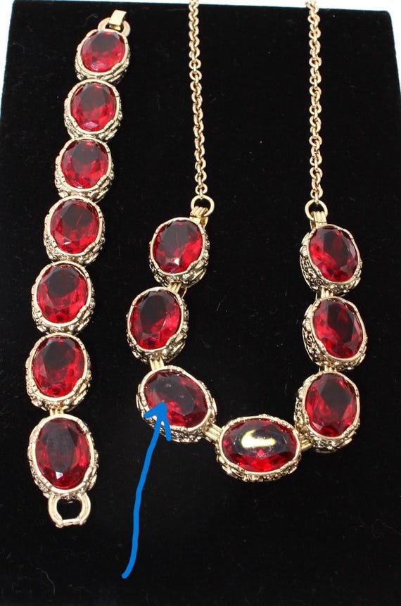 Vintage Monet Statement Ruby Red Collet Necklace … - image 14
