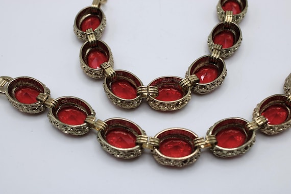Vintage Monet Statement Ruby Red Collet Necklace … - image 5
