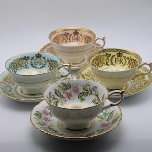Double Warrant Paragon Queen Elizabeth II Teacups & Saucers