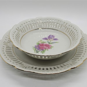 Vintage Schwarzenhammer Bavaria Reticulated, Hand Painted & Transferware Porcelain Dishes