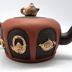 Chinese Yixing Clay Carved Tea Pot, Zisha Clay Teapot