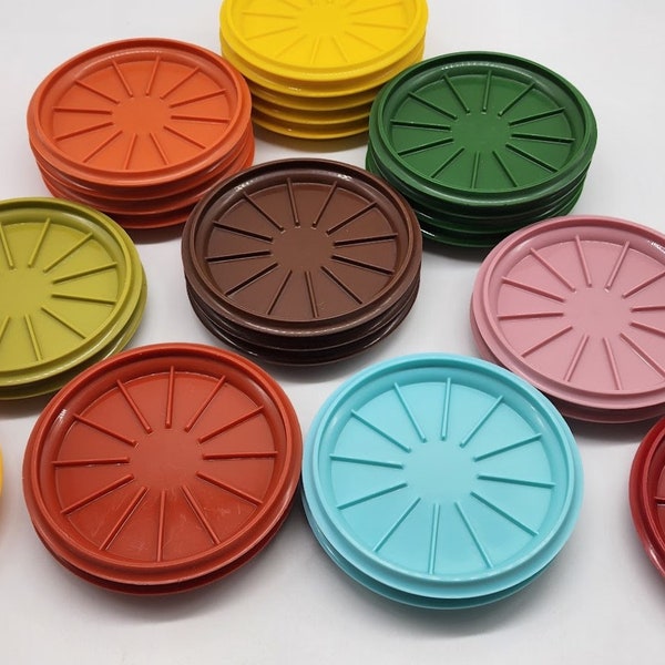 Vintage Tupperware Stackable Drink Coasters/Mug Lids in Various Colors