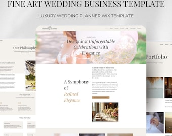 Modelo Wix para fotógrafo de casamentos de luxo, portfólio artístico de noivas, design de site elegante.