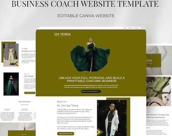 Modelo de site para coach de negócios no Canva | Site de coaching para empreendedoras