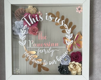 House flower shadow box 8x8| housewarming | gifting |