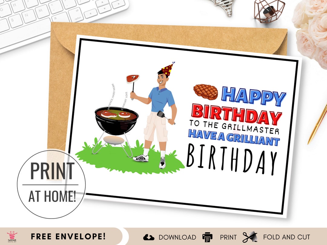 Grillmaster Birthday Card for Dad Grilliant Birthday for - Etsy