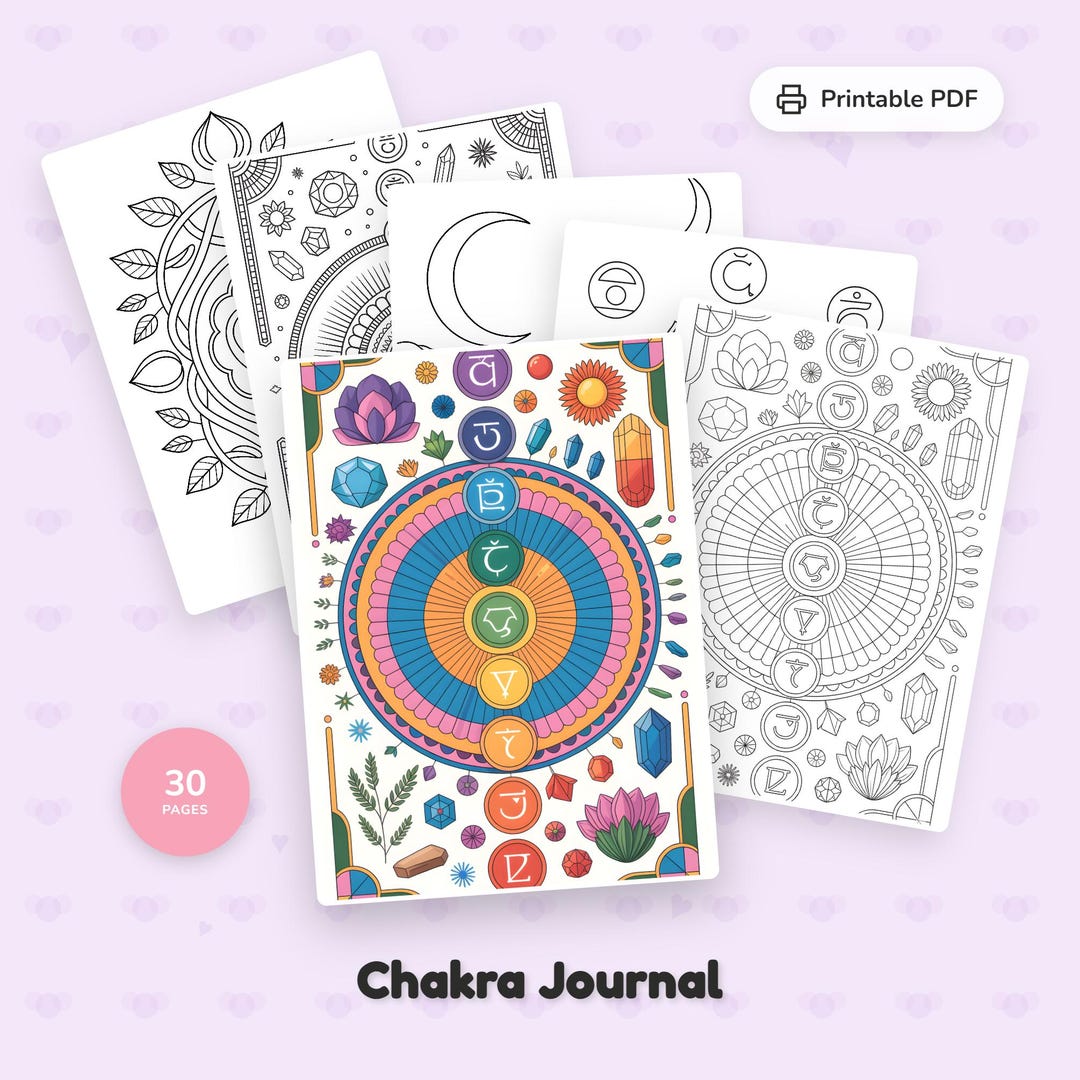 Chakra Journal Crystal Guide Printable Spiritual Wellness Meditation ...