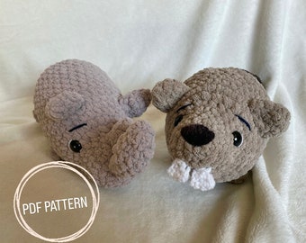 Ruby the Rhino and Banjo the Beaver PDF Crochet Pattern (Bundle) | Chubby Critters Collection