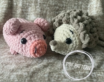 Harley the Hedgehog and Peggy the Pig PDF Crochet Pattern (Bundle) | Chubby Critters Collection