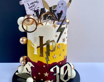 Conjunto de topper de pastel de mago, decoraciones de cumpleaños mágicas personalizadas