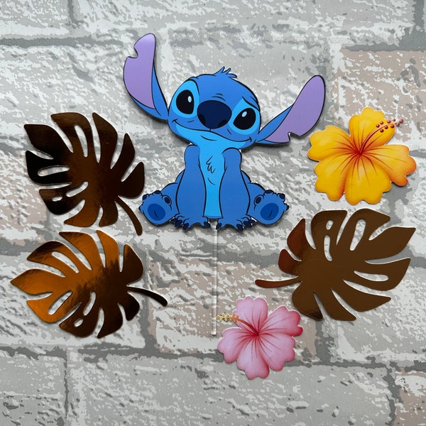 Personalised Stitch Hawaii inspired cake topper set