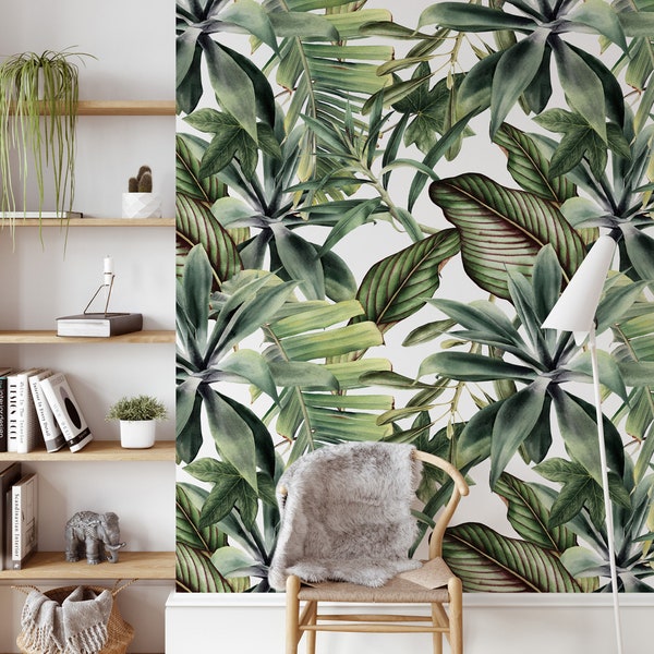 Peel and Stick Wall Removable Tropical Mural Wallpaper for Renters Fern Wallpaper Tropical Wallpaper