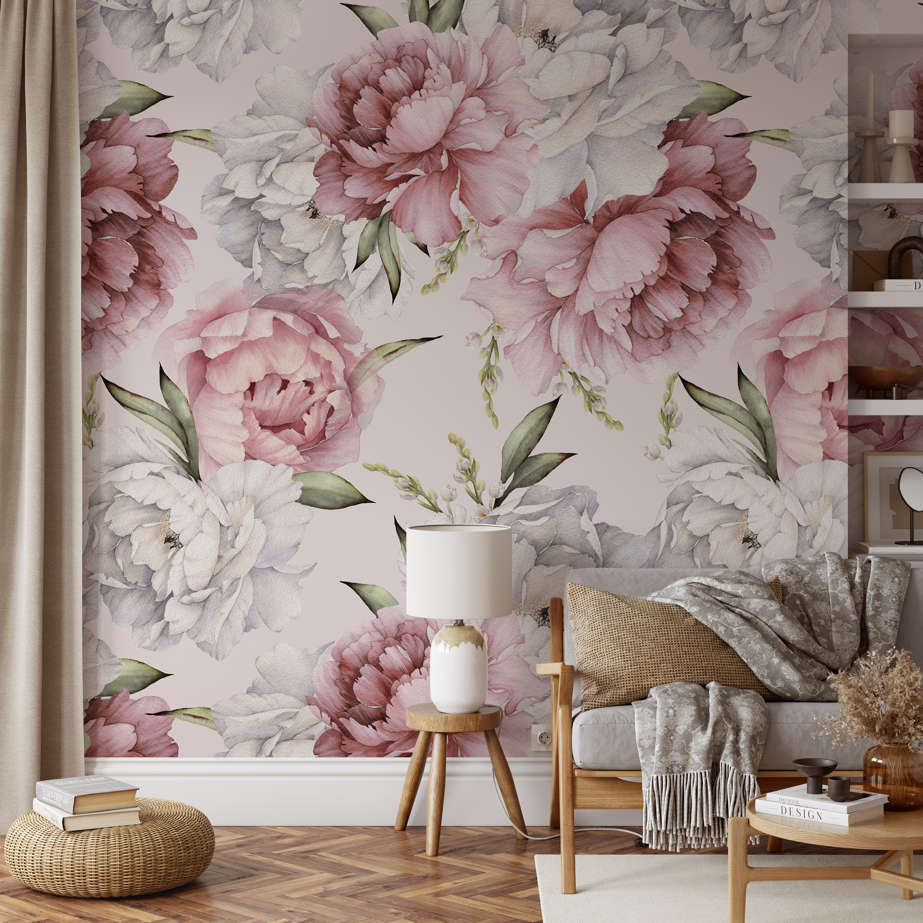 Penelope Floral Wallpaper Repeat Pattern  Munks and Me  Nursery Wallpaper