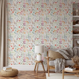Peel and Stick Wallpaper Floral Girls Wallpaper Large Floral - Etsy