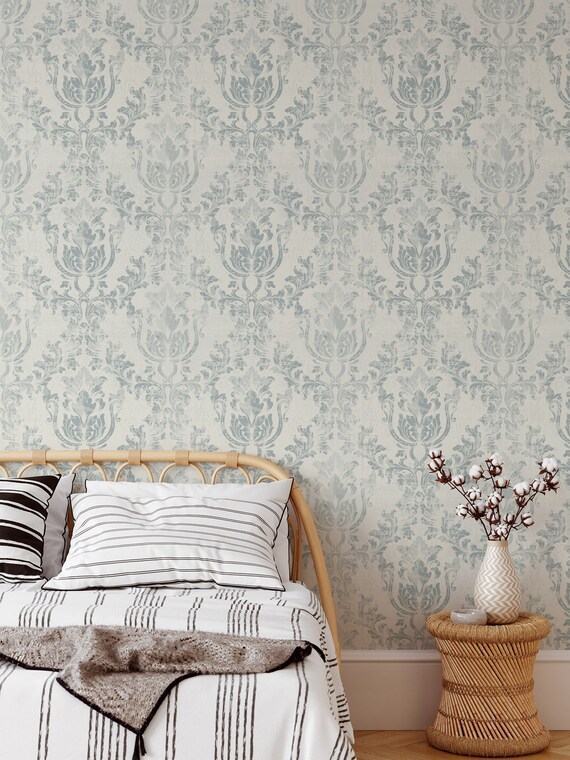 Peel and Stick Wallpaper Vintage Damask Wall Art Eco Friendly Etsy