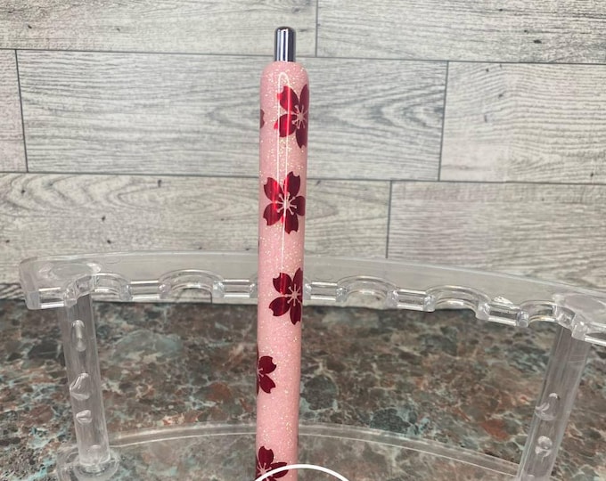 Refillable Cherry Blossom Glitter Gel Pen