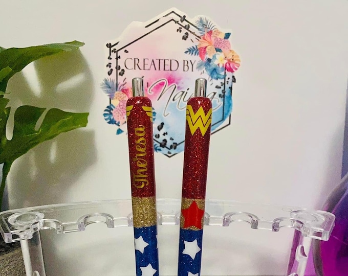 Refillable Wonder Woman Glitter Epoxy Pen