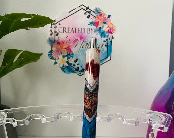 Refillable Marble Stone Cowhide Glitter Epoxy Gel Pen