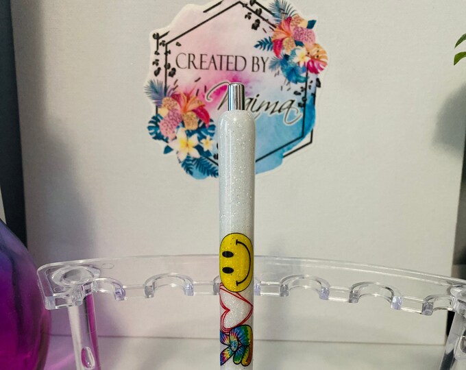 Refillable Peace Love & Happiness Glitter Epoxy Gel Pen
