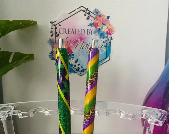 Refillable Mardi Gras Glitter Epoxy Gel Pen