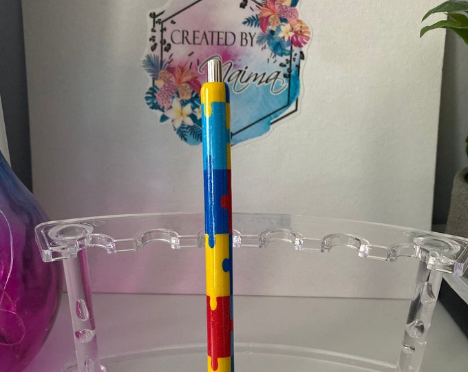Refillable Autism Awareness Epoxy Gel Pen