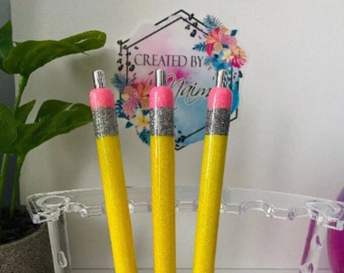 Refillable Pencil Theme Glitter Epoxy Pen
