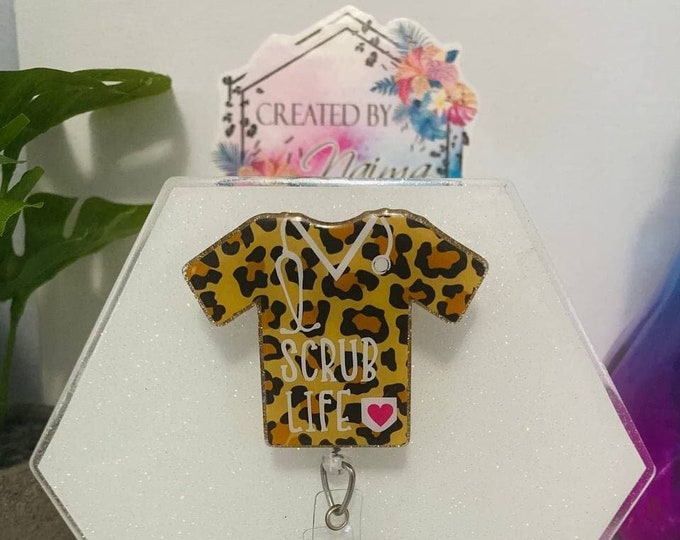 Scrub Life Cheetah Print Badge Reel | Gel Pens | Office Supplies | Gifts | School Supplies | Writing Supplies | Pen Wraps