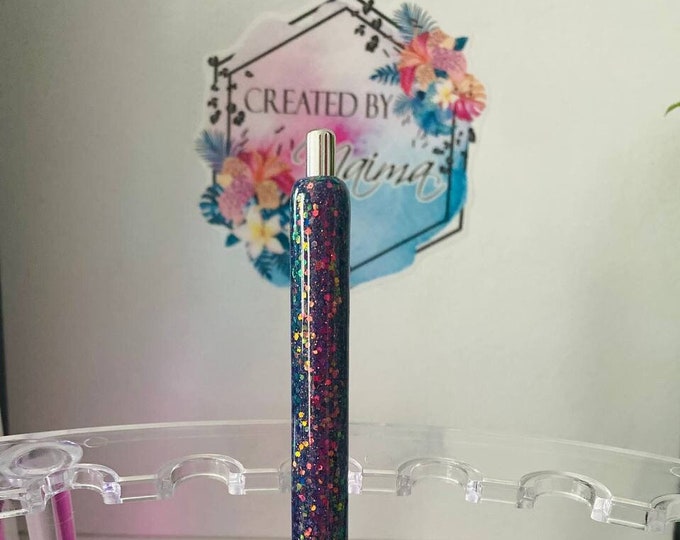 Refillable Purple Chameleon Glitter Epoxy Gel Pen