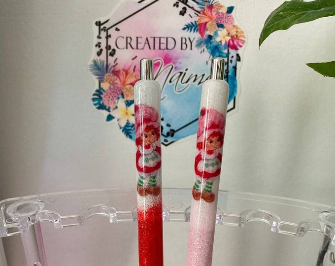 Refillable Strawberry Shortcake Glitter Epoxy Gel Pen