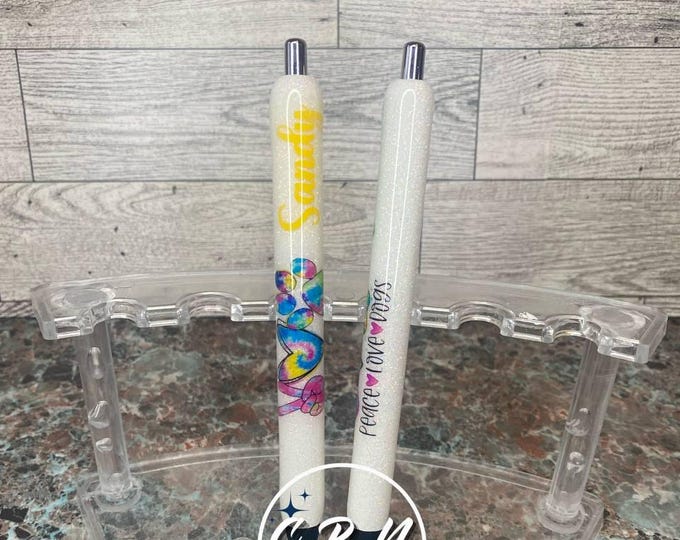 Refillable Peace Love Dogs Glitter Epoxy Gel Pen