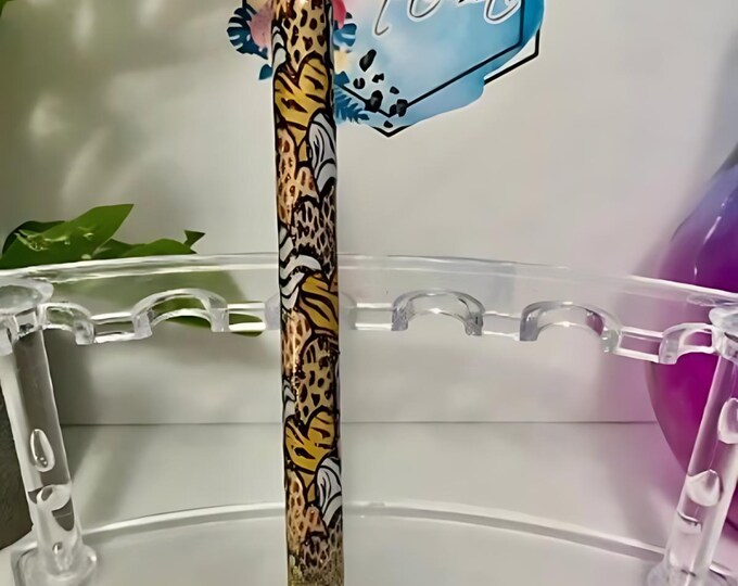 Refillable Animal Print Hearts Glitter Epoxy Pen