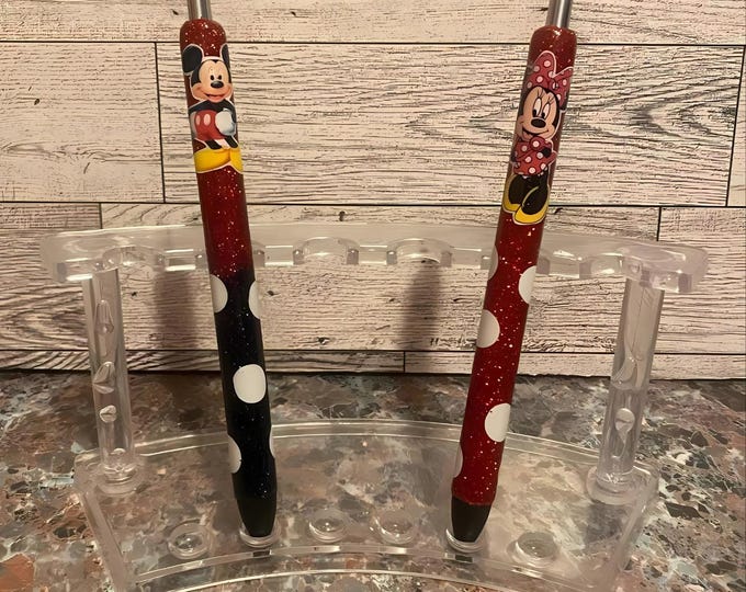 Refillable Mickey & Minnie Mouse Glitter Gel Pens