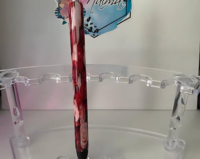 Refillable Red & Pink Roses Epoxy Gel Pen