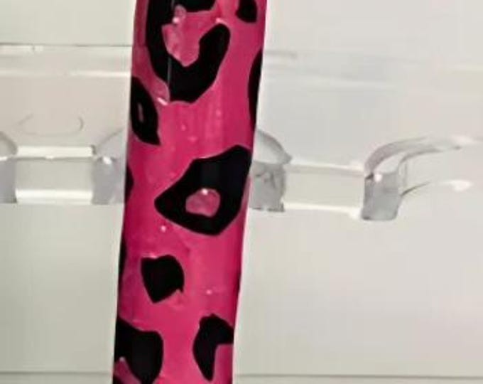 Refillable Cheetah Print White & Neon Pink Glitter Sharpie S-Gel Pen