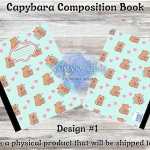 Capybara Composition Notebook | Back To School | School Supplies | Books | Cover | Template | Teacher | Gifts | Writing | Stationery
