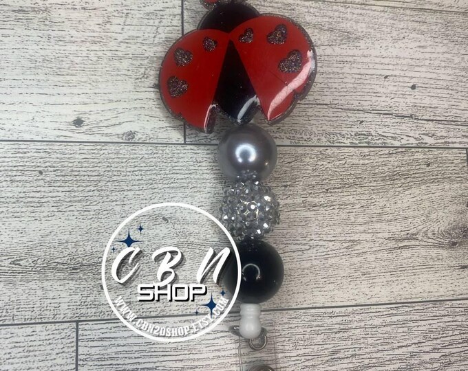 Ladybug Glitter Badge Reel | Gel Pens | Office Supplies | Gifts | School Supplies | Writing Supplies | Pen Wraps