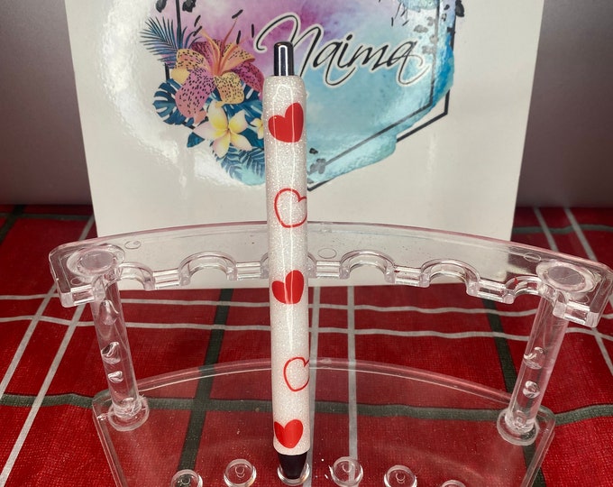 Refillable Valentine's Day Hearts Glitter Epoxy Gel Pen
