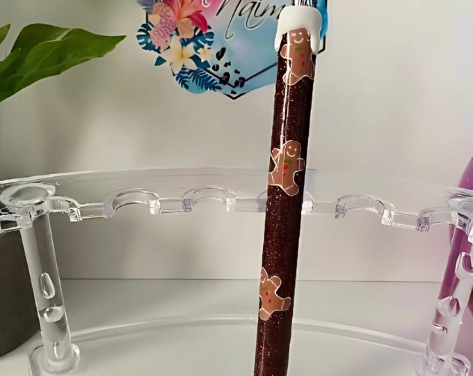 Refillable Frosted Gingerbread Men Glitter Epoxy Gel Pen