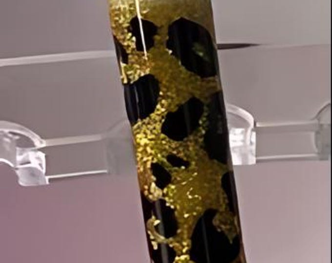 Refillable White & Gold Leopard Glitter Sharpie S-Gel Pen