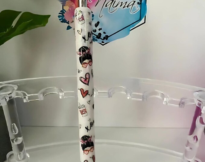 Refillable XOXO Messy Bun Glitter Gel Pen