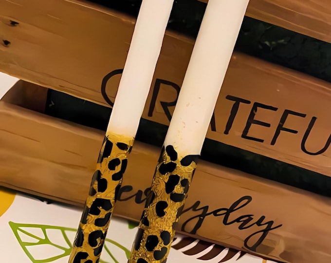 Refillable Gold Leopard Print Glitter Epoxy Pen & Pencil Set