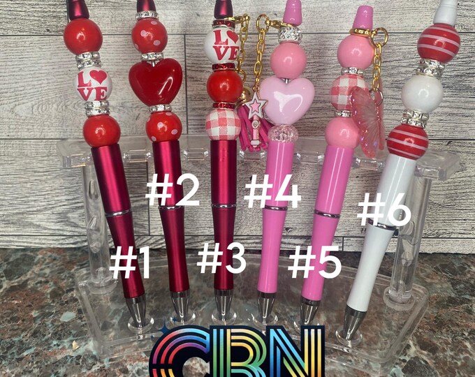 Valentine’s Day Beaded Pens | | Ballpoint Pens | Office Supplies | Silicone Beads | Gifts | School Supplies | Writing Supplies | Pen Wraps