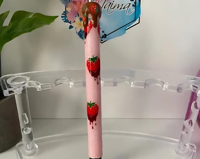 Refillable Chocolate Covered Strawberries Glitter Gel Pen